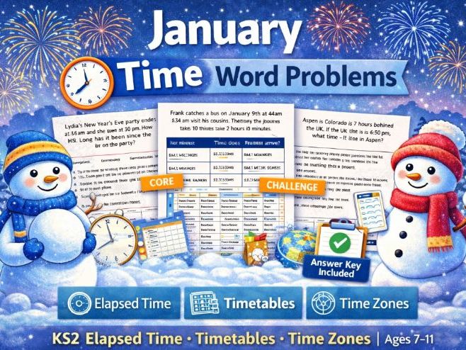 Time Word Problems (KS2) – Elapsed Time, Timetables & Time Zones