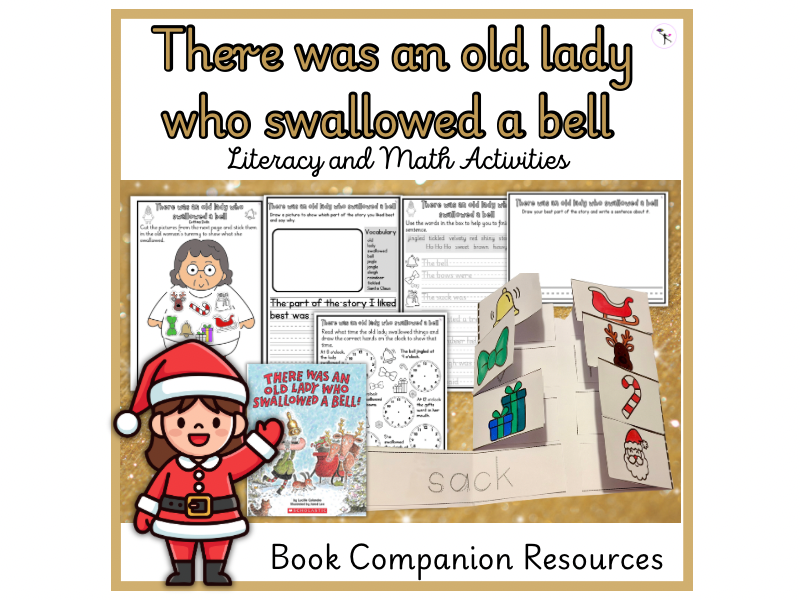 There Was An Old Lady Who Swallowed A Bell December Literacy and Math Activities