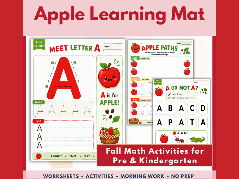 Fall Apple Back to school Fine Motor Activities | Prek Kindergarten