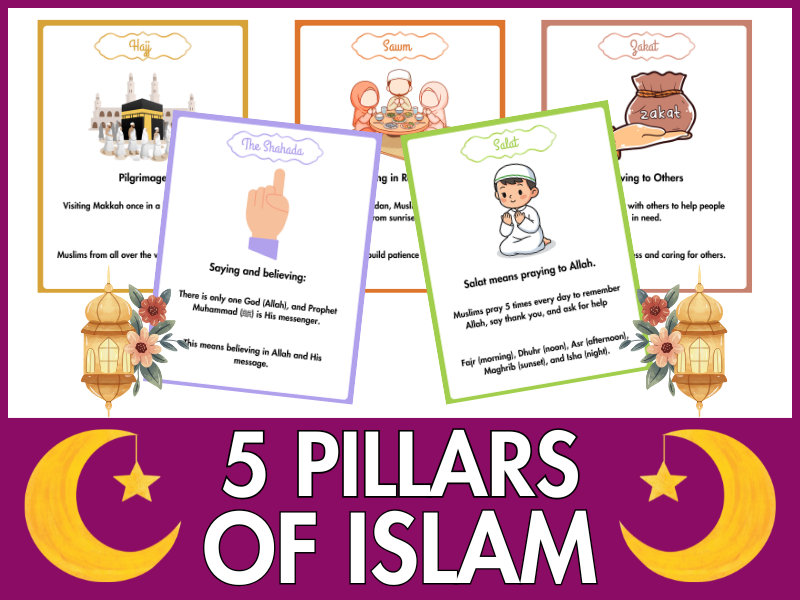 The 5 Pillars of Islam Posters for Kids: Muslim Ramadan Islamic Activities