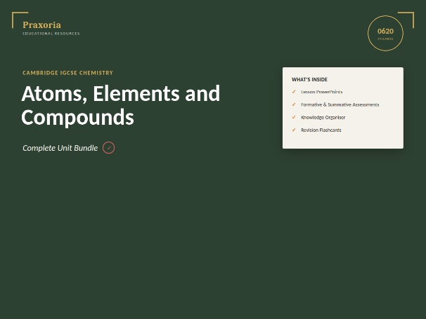 IGCSE Chemistry (0620) Topic 2- Atoms, Elements and Compounds Pack