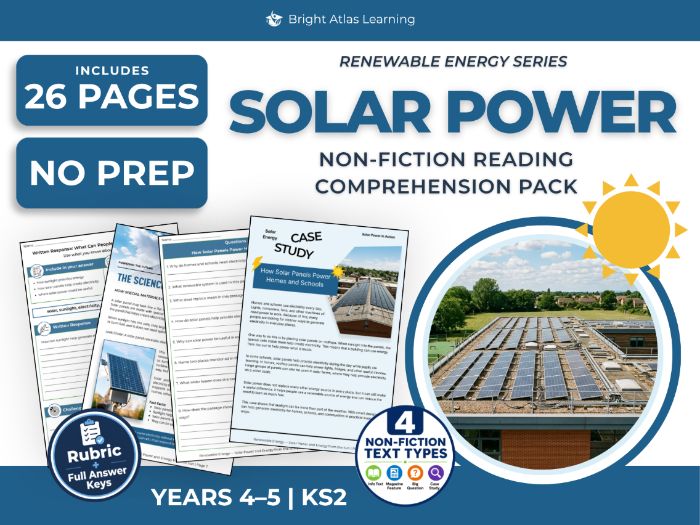 Solar Power Reading Comprehension | Years 4-5 KS2 | Renewable Energy