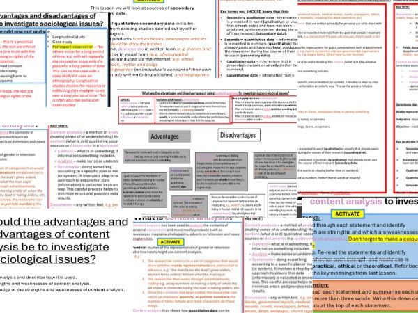 AQA GCSE Sociology: Research Methods - Content analysis and documents