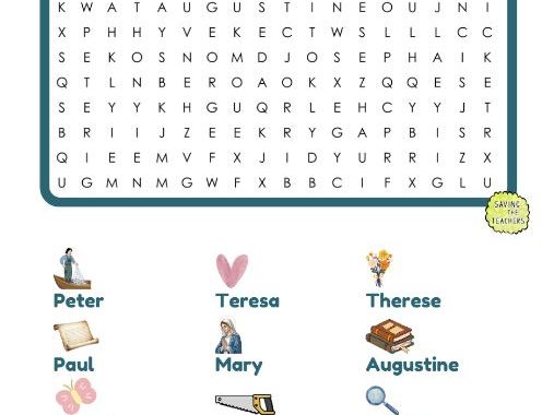 Catholic Saints Word Search Activity | Religious Education
