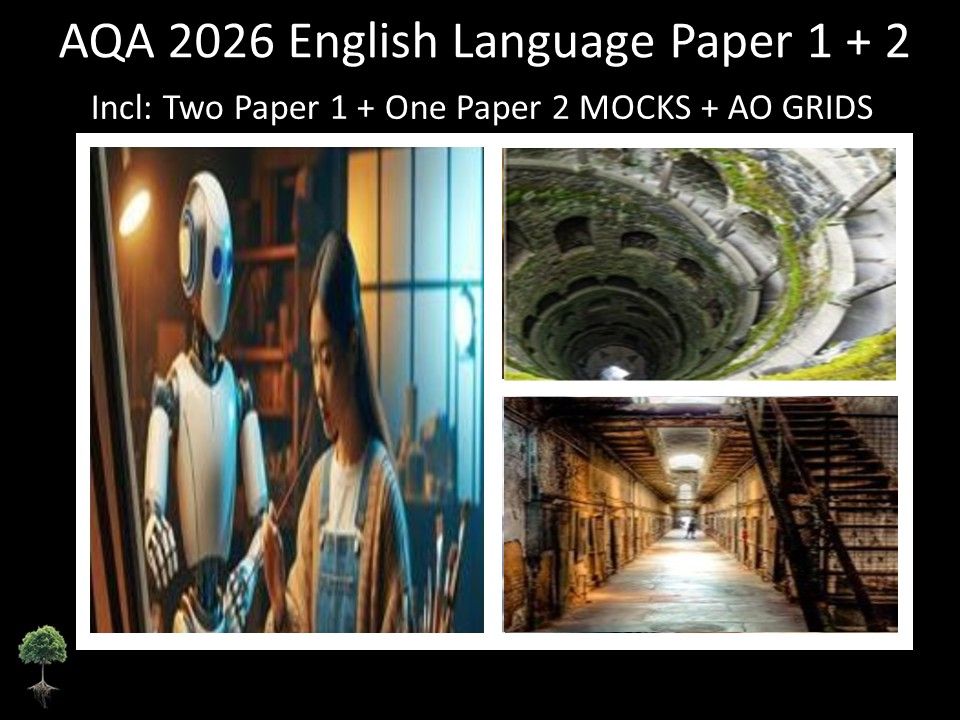 Three AQA 2026 GCSE English Language Paper 1 + 2 Mocks | AO GRIDS