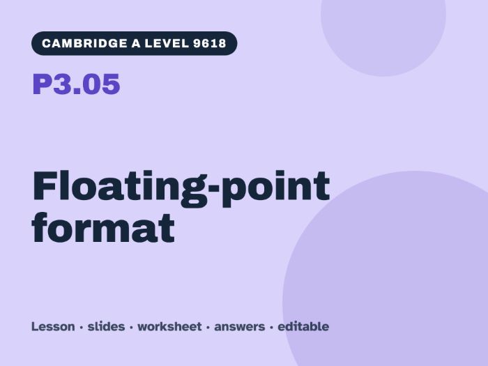 Cambridge A Level Computer Science 9618 – P3.05 Floating-point format – Lesson & Worksheet