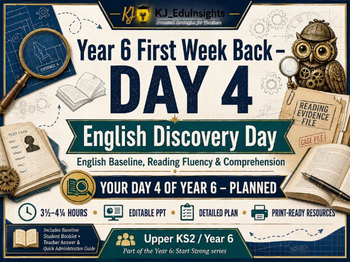 Year 6 First Week Back: Day 4 – English Discovery Day | English Baseline, Reading Fluency & Comp