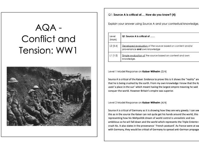 GCSE AQA Conflict & Tension: WW1 Exam – Model Answers & Exam Mastery