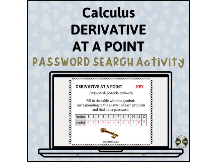 Calculus: Derivative at a Point - Password Search Activity