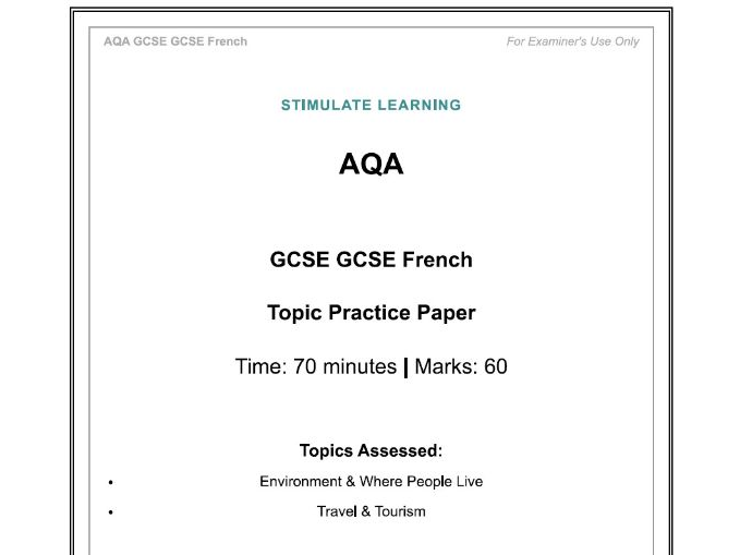 AQA GCSE French: Tourism & Environment