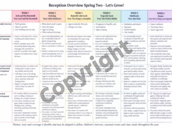 EYFS Reception Spring two editable medium term plan