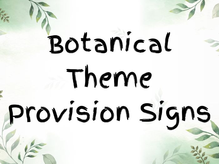 Botanical Themed Provision Area Signs