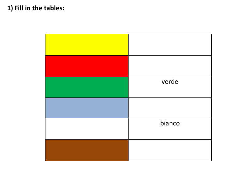 Italian Colours Worksheet | I colori