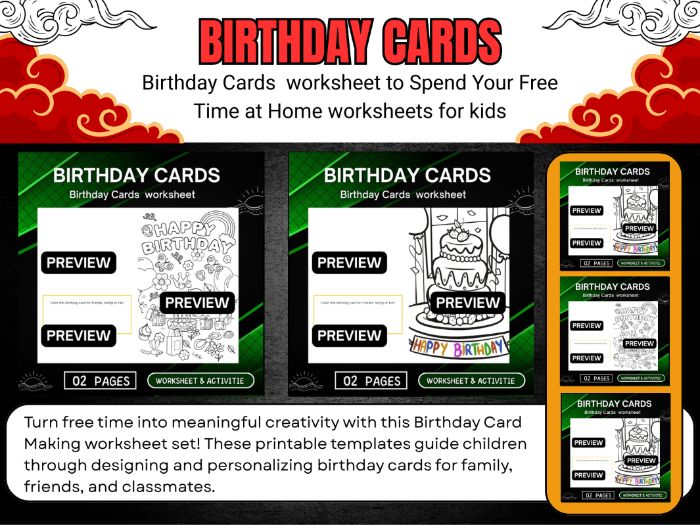 Birthday Cards worksheet Printable Activities End of year & Christmas