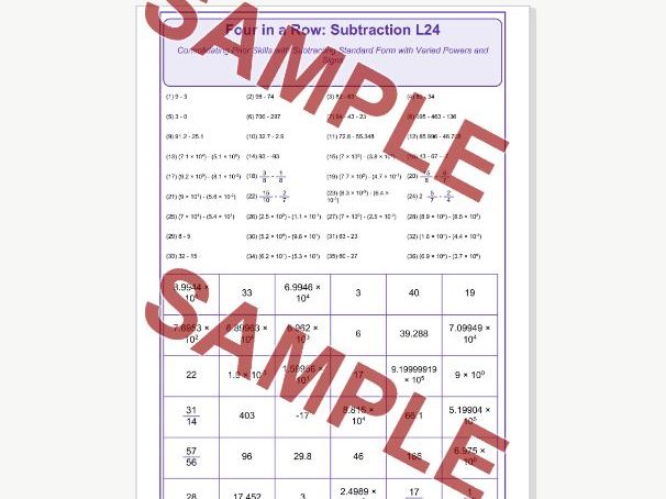 Subtraction L24 Four in a Row | Standard Form With Varied Powers and Signs