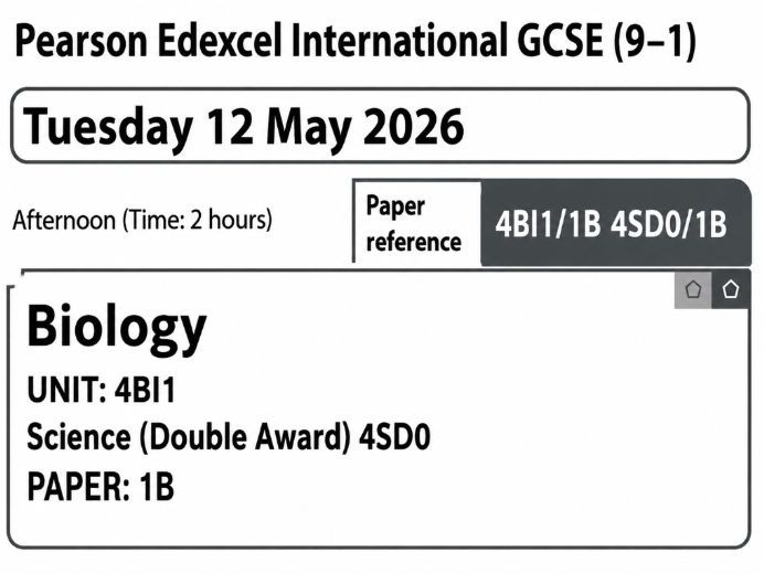 Edexcel International GCSE Biology Paper 1B June 2026 – Double Award Past Paper with Answers and Mar