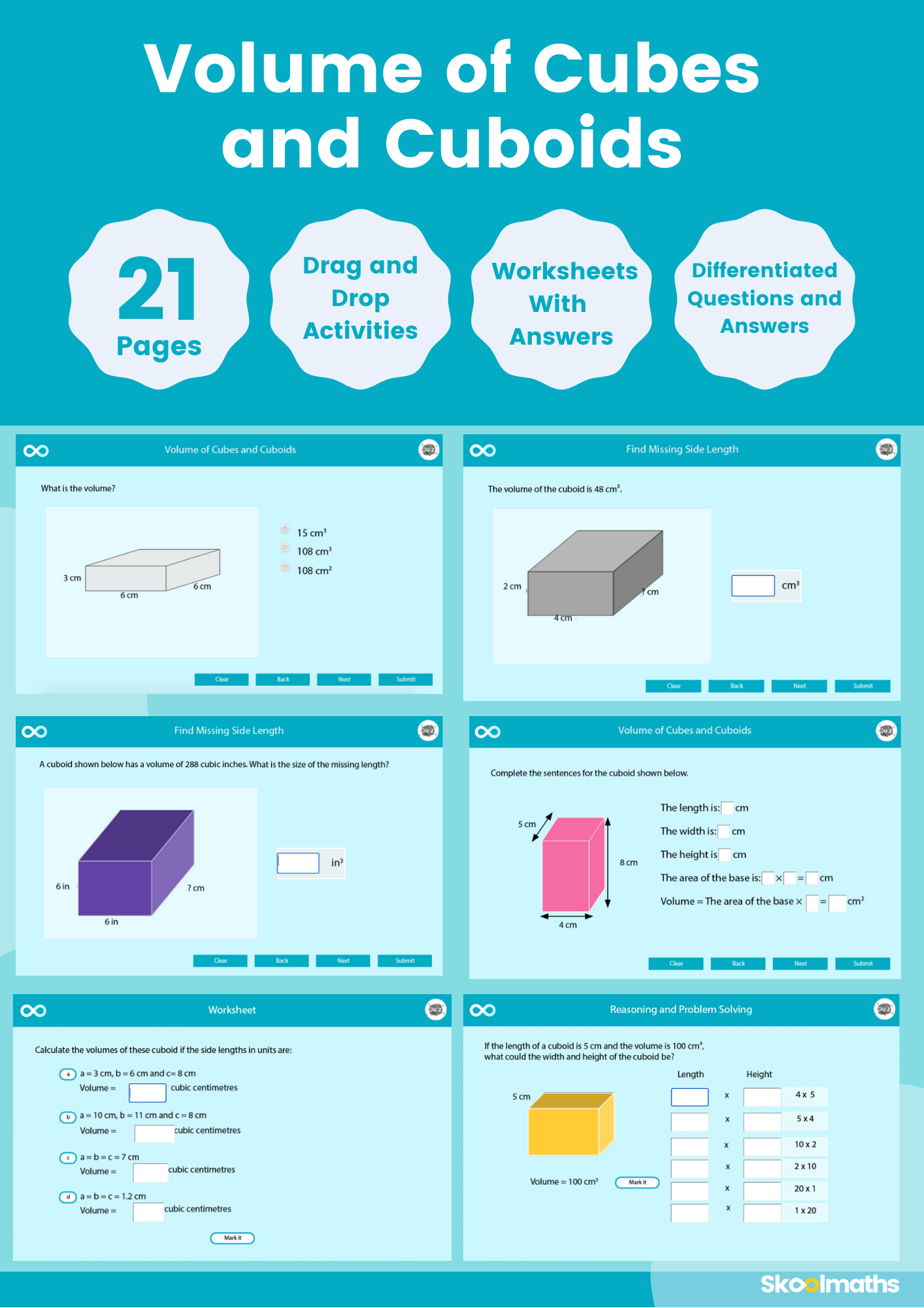 volume of cubes cuboids year 6 with free worksheet
