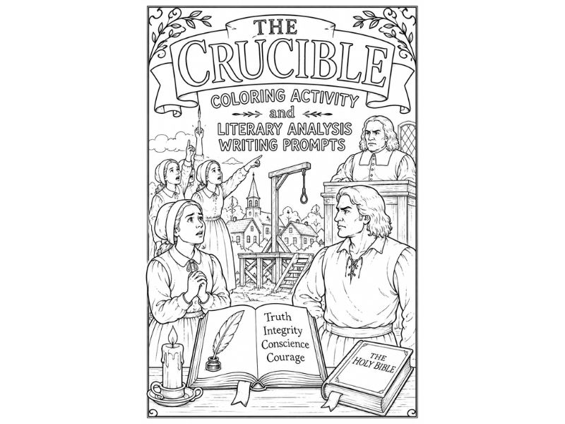 The Crucible No Prep Activity | 7 Coloring Pages & Analysis Writing Prompts