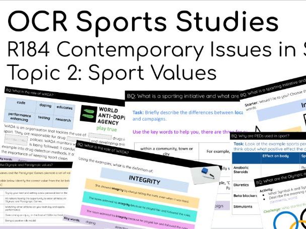 OCR Cambridge Nationals – R184 Topic 2 – 2.2 Olympic Paralympic Values Lesson Pack