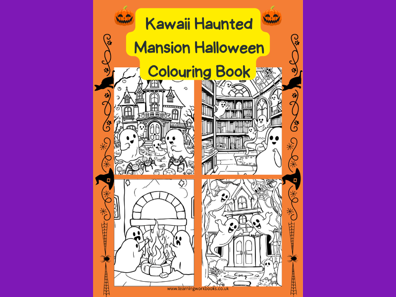 Kawaii Haunted Mansion Halloween Colouring Book