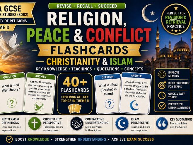 GCSE Religious Studies – Religion, Peace & Conflict Flashcards (Christianity & Islam) | AQA 8062 The