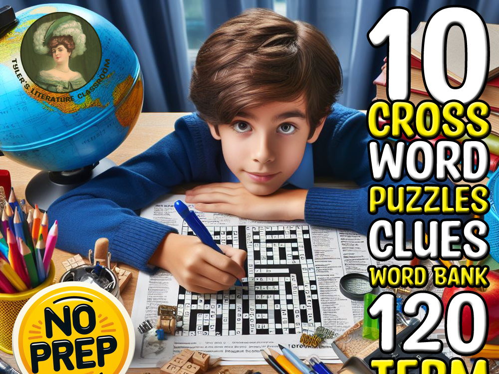 Literary Genres #1-10 ELA Vocabulary Crossword Puzzles Sub Plan