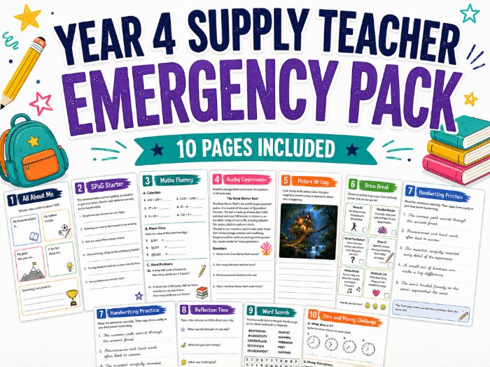 Year 4 Supply Teacher Emergency Pack