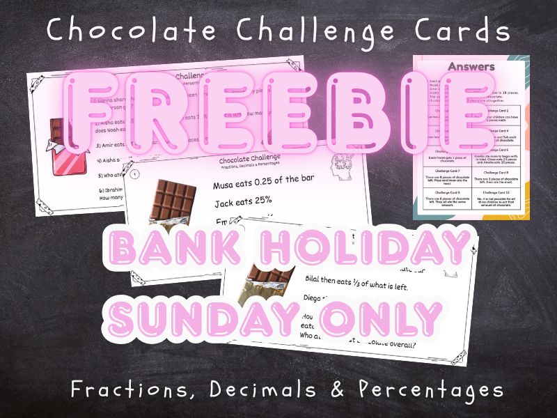 Chocolate Challenge Cards - Fractions, Decimals and Percentages