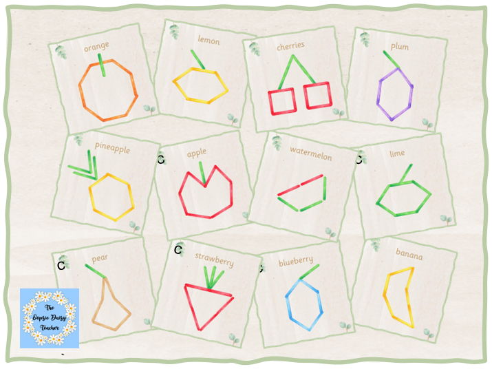 Lolly Stick Pattern Cards - Fruit / Food (Natural Theme)