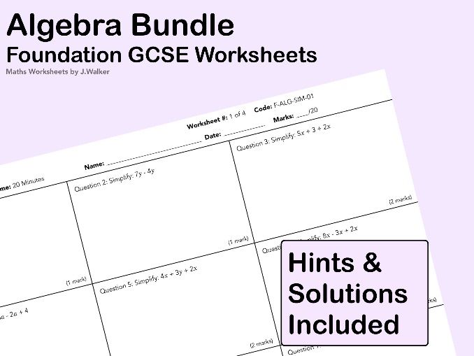 Algebra Bundle – GCSE Maths (Foundation Tier)