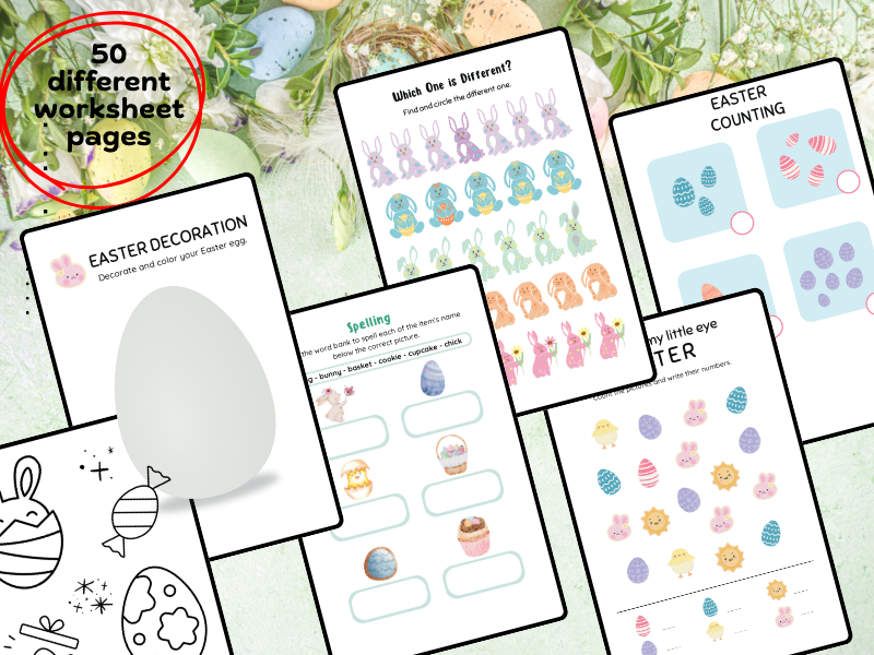 Easter Activity Book for Kids – 50 Pages of Easter Worksheets, Games ...