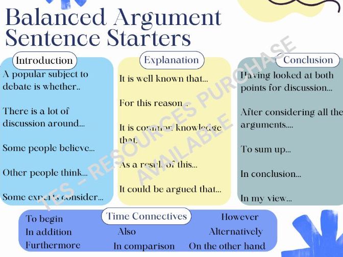Discursive Writing Sentence Starter