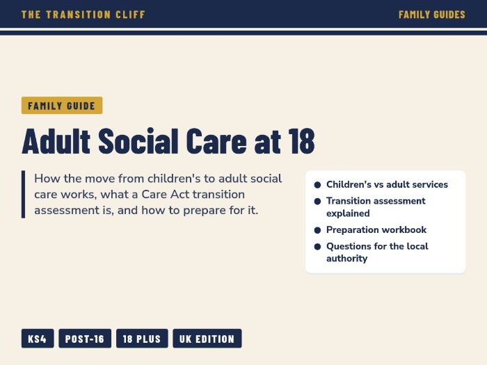 Adult Social Care at 18: Care Act Transition Assessment Family Guide for SEND