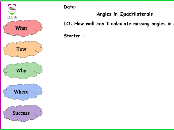 Primary - Missing Angles in Quadrilaterals