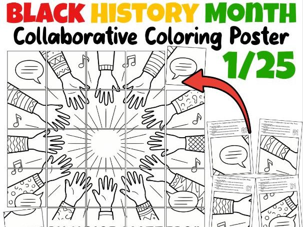 Black History Month Collaborative Coloring Poster | Voices of Freedom