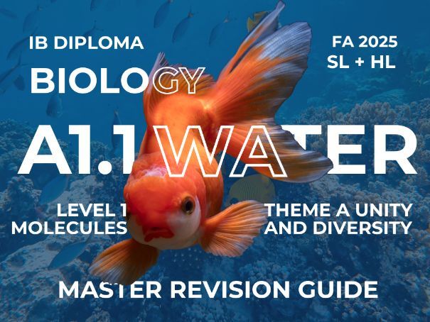 IB DP Biology A1.1 Water - Revision Guide | FA 2025 | SL & HL I Priority Heatmap, NOS, TOK, IA Spark