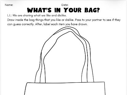 What’s in Your Bag? Get to Know You activity