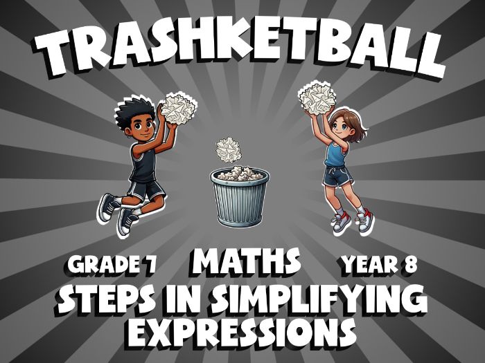 Steps in Simplifying Expressions TRASHKETBALL Maths Game | No-Prep Year 8 Review Activity