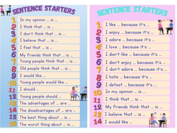 Two Welsh sentence starter poster