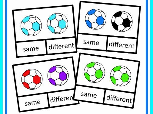 Footballs same or Different Cards Autism Special Education
