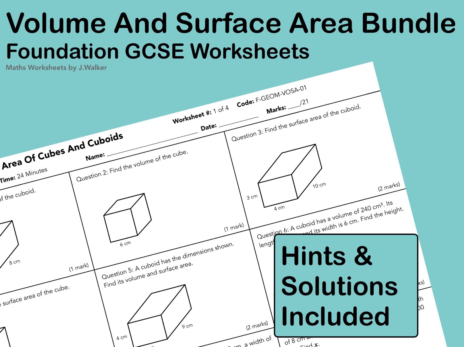 GCSE Maths: Volume And Surface Area Bundle - Foundation Tier