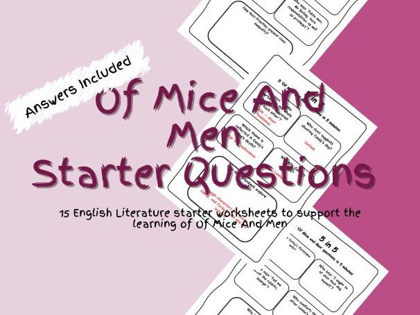 English Literature Of Mice And Men Starter Questions Worksheets PDF