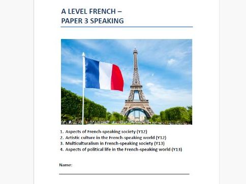 A Level French Speaking Card Booklet - AQA