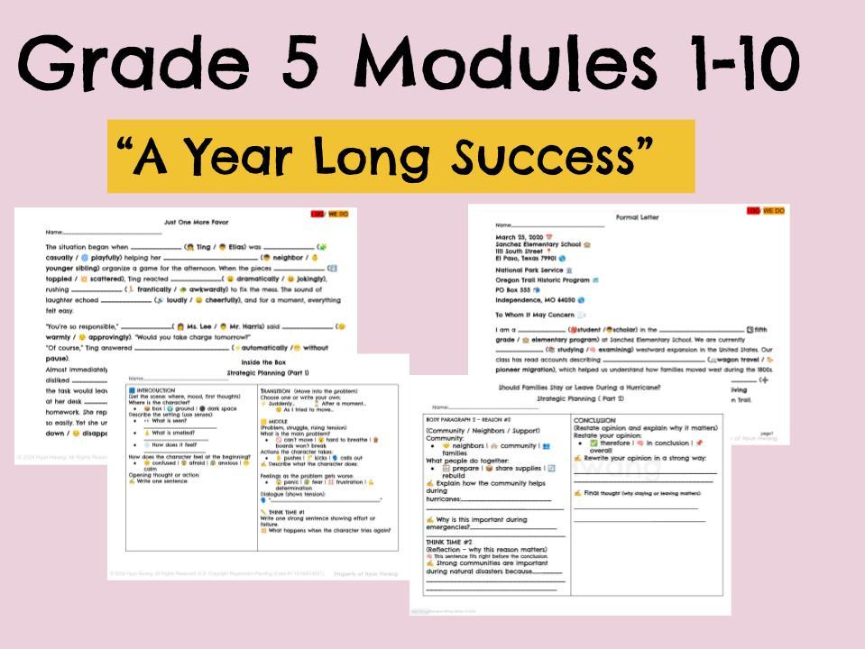 Grade 5 Comprehensive Writing Curriculum Mega Bundle - All Modules & Literacy Packs