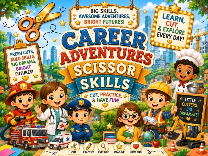 Career Scissor Skills Worksheets | Community Helpers Cutting Practice | Preschool–1st Grade