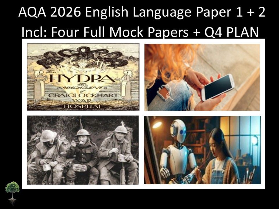 Four AQA 2026 English Language Paper 1 + 2 Full Mocks | Q4 PLAN