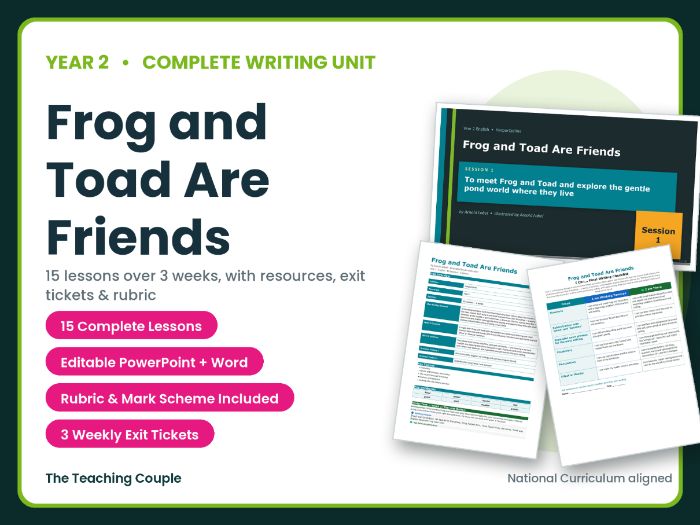 Frog and Toad Are Friends | Year 2 English Unit | 15 Complete Lessons + Resources + Mark Scheme