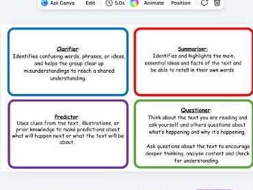 Reciprocal Reading Roles cards and worksheets