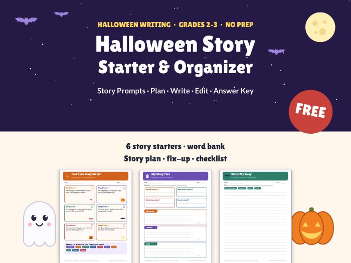 FREE Halloween Writing Prompts & Story Organizer | Creative Writing | Grades 2-3