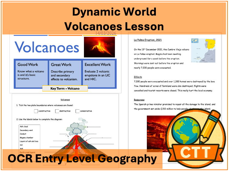 OCR Entry Level Geography - Destructive World - Volcanoes Lesson